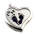 Heart shaped stainless steel essential oil diffuser perfume locket pendant with footprints - Baby Footprints Style / Gold (Yellow)