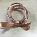 Elegant multilayer silicone glitter bangles set featuring champagne gold ribbon bow tie - Rose Gold (New)