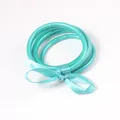 Set di tre braccialetti jelly color petrolio con un elegante fiocco in raso abbinato - Verde malachite