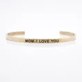 Roségoldenes Edelstahl-Manschettenarmband mit MOM I LOVE YOU Gravur für Damen - Mama ich liebe dich Zitat