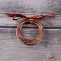 Multi-layer silicone glitter bangles with brown ribbon bow, elegant bracelet set for women. - 5 Pieces / Dark Rose Gold