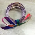 Multi-layer silicone glitter bangles with a vibrant rainbow ribbon bow for women - 5 Pieces / Rainbow Multicolor