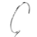 Close-up detail of stainless steel cuff bracelet with 'You are my sunshine' engraving. - You Are My Sunshine