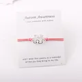 Detail van verzilverde puzzel hanger aan roze koord met autisme bewustzijn kaartje - Watermeloen Rood