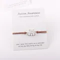 Detailweergave van de verzilverde puzzelarmband voor autismebewustzijn op de kaart. - Bruin