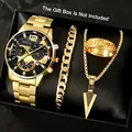 Detailed view of gold men's accessory set with watch, bracelet, ring and arrow necklace. - Style 6 [Box Not Included] / Factory Direct Sales [bulk Orders Negotiable]