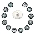 Set of 12 snowflake pattern 18mm snap buttons for DIY Noosa jewelry making - 18mm / Set of 12 / Mixed Snowflakes
