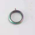 Rainbow iridescent round titanium steel floating locket pendant with transparent glass - Large (7*35mm) / Rainbow
