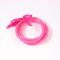 Neon pink jelly bangles set with a matching ribbon bow for a vibrant summer look. - 65mm / 6mm / Fluorescent Rose Red