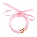 Detail of 5-layer pink rhinestone jelly bangles with elegant ribbon bow decoration - Pink