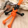 Orange paracord motorcyclist figure keychain with mini black helmet for key decoration - Orange