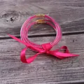 5-piece set of pink silicone seed bead bangles with decorative silk ribbon bow - 5 Pieces / Rose Red