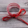 5-layer red beaded silicone tube bracelet decorated with an elegant red ribbon bow - Red