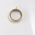 Round titanium steel locket pendant with gold emery finish and transparent glass window. - Medium (6*30mm) / Gold