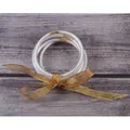 Set van vijf siliconen glitter jelly armbanden vastgebonden met een gouden strik lint - 5 Stuks / Wit (JB604)