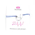 Blue wax rope nurse bracelet with silver heart stethoscope pendant on card. - Blue