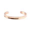 Elegant polished rose gold stainless steel C-shaped open cuff bracelet with grooved detail - Rose Gold