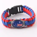 Woven paracord survival bracelet featuring an Australian flag charm in red and blue. - Australia Flag Style / Standard Plastic Buckle