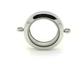 Round transparent silver stainless steel locket pendant charm for DIY jewelry making - Vertical Ring (Extra Large) / 8x38mm / Steel