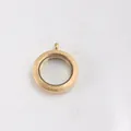 Round gold-tone stainless steel transparent locket pendant with sandblasted finish - Small (6*25mm) / Gold