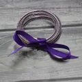 Five-layer clear silicone bracelet filled with purple beads and tied with a satin ribbon bow - Purple