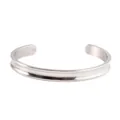 Polished silver stainless steel cuff bracelet with a minimalist C-shaped open design - Steel