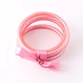 Pink flexible silicone tube jonc bouddhiste bangle bracelet tied with a ribbon bow - Pink