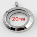 Pendentif locket flottant rond de 20mm en acier inoxydable avec fenêtres en verre - Pendentif Uniquement (Sans Chaîne) / 20mm / Acier