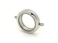 Round transparent silver stainless steel glass locket charm for DIY necklace or bracelet - Vertical Ring (Large) / 7x35mm / Steel
