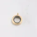 Golden round stainless steel locket pendant with textured frosted finish and glass center window. - Mini (6*20mm) / Gold