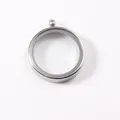 Polished silver stainless steel circular locket pendant with transparent glass window - ID 25mm OD 30mm / Steel