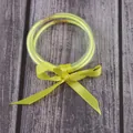Three-layer yellow glitter silicone jelly bangle set with a matching silk ribbon bow - 3-Layer Set / Yellow