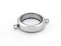 Minimalist round transparent silver floating locket pendant with double bail connector - Vertical Ring (Medium) / 6x30mm / Steel