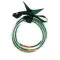 Set di 5 braccialetti in silicone verde con perline e un elegante nastro a fiocco - Set a 5 Strati (JB618) / Verde