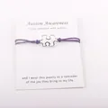 Bracelet en cordon ciré violet avec breloque puzzle pour l'autisme - Violet