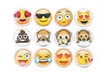 Set of 12 assorted emoji face 18mm glass snap buttons for Noosa DIY jewelry - 18mm / Set of 12 / Mixed Emoji
