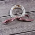 Sparkling silver glitter jelly bangles 5-layer waterproof set with elegant pink ribbon - 5 Piece Set / Dusty Pink