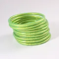 Set mit 9 hellgrünen Glitzer-Jelly-Armreifen aus flexiblem PVC-Silikonmaterial - Grasgrün