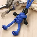 Handgemaakte blauwe paracord gevlochten sleutelhanger met mini motorhelm figuur hanger - Blauw