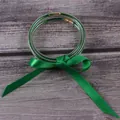Bracelets joncs en silicone à paillettes vertes avec nœud en ruban assorti. - Ensemble à 3 couches / Vert