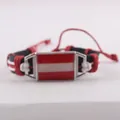 Vintage handmade braided leather bracelet featuring a Red-White-Red national flag design element - Austria