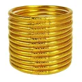 Set of 12 sparkling gold glitter silicone tube jelly bangles on white background - Set of 12 / Gold