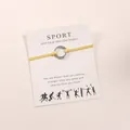 Bracelet de vœux cordon jaune avec anneau argent 'DANCE' sur carte de sport - Jaune