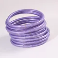9-teiliges Set lila flexible PVC-Jelly-Armreifen mit Goldfolien-Glitzer-Finish - Hellviolett