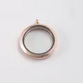 Round rose gold stainless steel memorial locket with transparent glass and textured frosted frame - Large (7*35mm) / Rose Gold