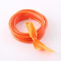 Bright orange flexible silicone tube bangle set tied with matching satin ribbon - Orange