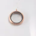 Elegant rose gold stainless steel round transparent locket pendant for photos or charms - Medium (6*30mm) / Rose Gold