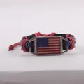 Handcrafted vintage leather bracelet featuring a classic USA flag metal plate design - United States