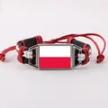 Handmade woven leather bracelet featuring Poland flag design with adjustable cord. - Poland Landmark