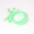 Vibrant neon green PVC silicone tube jelly bangles bracelets with matching silk ribbon bow - 65mm / 6mm / Fluorescent Green